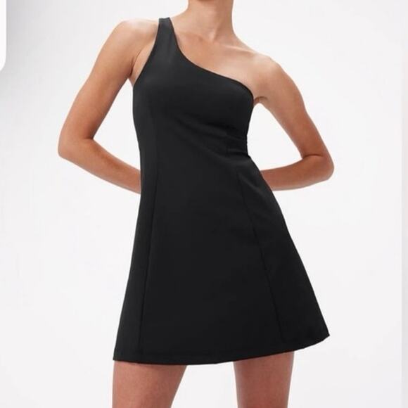 EUC - Outdoor Voices Black One-Shoulder Exercise Dress- Size Small. - Picture 1 of 6